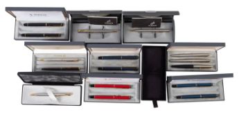 A collection of ten Parker pen sets.