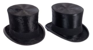 Two early 20th century black silk top hats by Scott & Co, London,