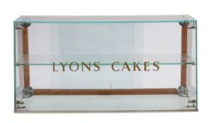 A 20th Century glass fronted 'Lyons Cakes' display cabinet.