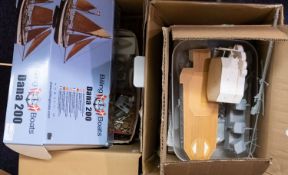 A collection of model boating fixtures and fittings.