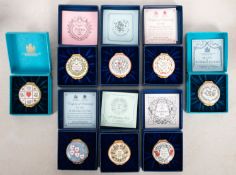 A collection of Valentines Day related Halcyon Days enamel boxes.