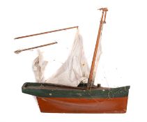 An early 20th century wooden pond yacht.
