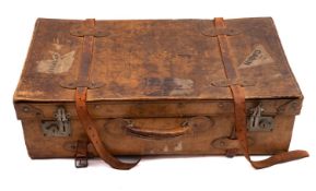 An early 20th Century brown leather luggage case.