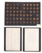 A collection of pennies (mounted) with a covering letter from the Royal Mint, 19/03/1965,
