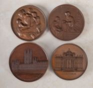 A collection of Art Union Medallions all with Spink Envelopes, Bronze, 'R.A.