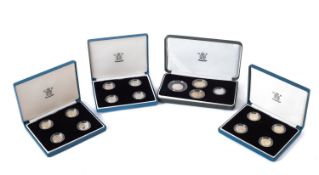 2005 silver proof Royal Mint Piedfort four coin collection,