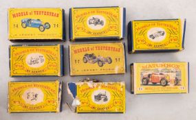 A collection of eight Lesney Models of Yesteryear diecast vehicles.