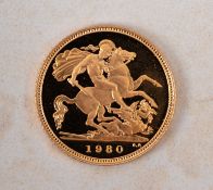 A 1980 Proof Half Sovereign.