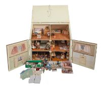 A scratch built contemporary Dolls House and contents.