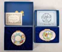 Two Halcyon Days enamel music boxes. Comprising O Mistress Mine no.