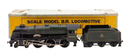 An O gauge Bassett-Lowke BR 4-6-0 'Royal Scot' 46100 three rail steam locomotive and tender.