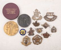 A cased gilt bronze launch medallion for the French Line passenger ship 'Colombie' together with a