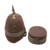 A Victorian Volunteer Rifle Company grey cloth helmet,