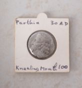 A Parthian Tetradrach coin.