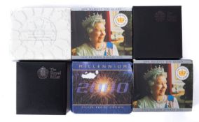 Royal Mint silver proof crowns 2008/2000/2002/2007, with 2008 Britannia.