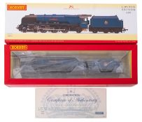 A Hornby OO/HO gauge BR Coronation Class 46220 steam locomotive and tender. No.
