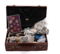 A collection of mainly pre decimal English coins.