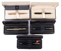 A collection of five Parker Sonnet ballpoint pen sets.