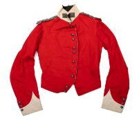 South Devon Militia. A Victorian red wool tunic with white facings and silver epaulettes.