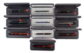 A collection of Parker pen sets. Noting mainly ballpoint types, some with refills, all cased.