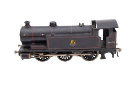 An O gauge Bassett-Lowke 0-6-0 three rail tank engine 41611. In black with red trim, unboxed.