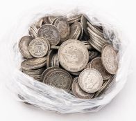 A collection of pre 1947 silver coins. Approximately 1850g.