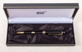 Montblanc Meiserstuck Propelling Pencil. Serial number EX1385844, in black with gold trim, 0.