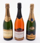Three bottles of alcohol. Comprising a bottle of Champagne Pommery 1983 75cl 12.