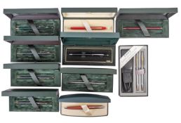 A collection of ten Cross ballpoint pen sets. In a range of colours and all in original boxes.