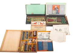 A collection of three construction sets. Noting Meccano no.