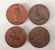 A collection of Art Union Medallions all with Spink Envelopes, Bronze, 'Laurence', 'William Turner',