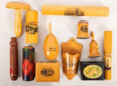 A collection of treen and sewing related boxes.