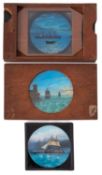 Three maritime related magic lantern slides. All lithographic examples with two stamped Newton & Co.
