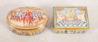 Two Halcyon Days enamel music boxes. Comprising The Gondoliers no. 49 of 1000 and La Boheme no.
