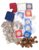 A large accumulation of mixed decimal and pre- decimal currency including crown sized coins,