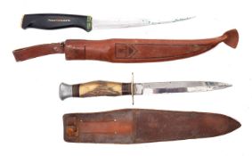 An antler handled Fairbairn pattern knife, maker William Rodgers , Sheffield,