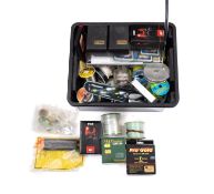 A collection of fishing accessories.