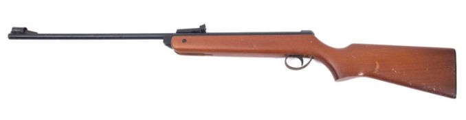 A BSA Meteor break barrel air rifle. .22 calibre with wooden stock and 14