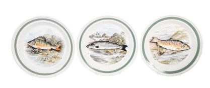 A Portmeirion part tea/dinner service in 'The Complete Angler British Fishes' pattern, comprising,