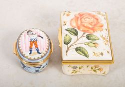 Two Halcyon Days enamel music boxes. Comprising Grande Vase Brilliente no.