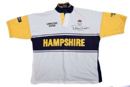 A Pony Hampshire cricket team shirt signed by Robin Smith.