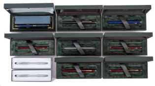A collection of ten Cross ballpoint pen sets. In a range of colours and all in original boxes.