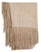 A Victorian cream silk and floral embroidered shawl,