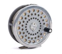A Hardy Bros Ltd Marquis Salmon no. 1 fishing reel. Within a Hardy Bros. of Alnwick leather case.