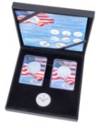 2021 USA fine silver one dollar set, (two coins), 35th Anniversary of US silver eagle.