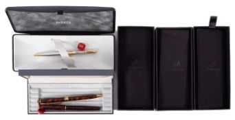 A collection of five Parker Sonnet ballpoint pen sets.
