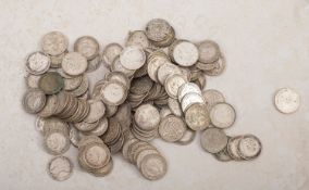 A collection of sixpence coins. Including Victoria and Edward, 150 approx.