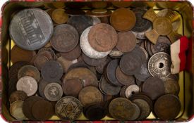 An accumulation of Foreign coins and tokens including many 19th century examples.