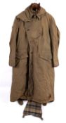 A Post-War Armada 'Weathercoat' Dispatch rider's coat, green canvas with removable purple liner,