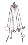A late 19th century steel chatelaine,